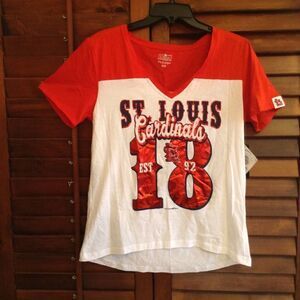 New Fifth & Ocean Essential White Cotton St Louis Cardinals Tee Shirt Size Large